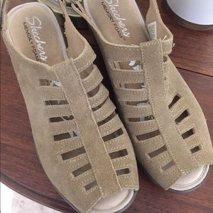 Skechers Leather Sandals 6.5, Parallel Trapezoid